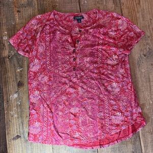 Lucky Brand Women's Red Floral Blouse